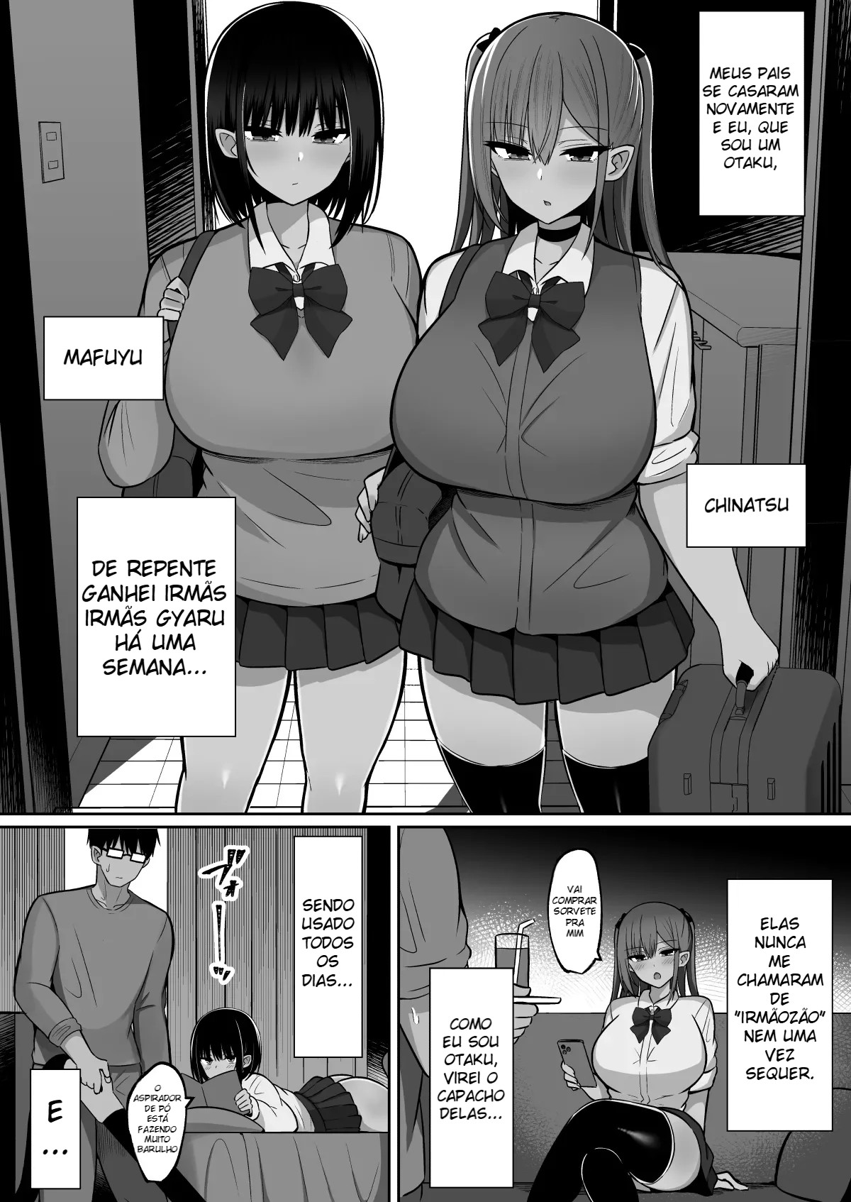 Ler Irmãs Gyaru de Repente ~ A História de Emprestar Meu Pau para Irmãs Gyaru Que Ganhei por Causa do Novo Casamento do Meus Pai ~ Capitulo 1 Page 3